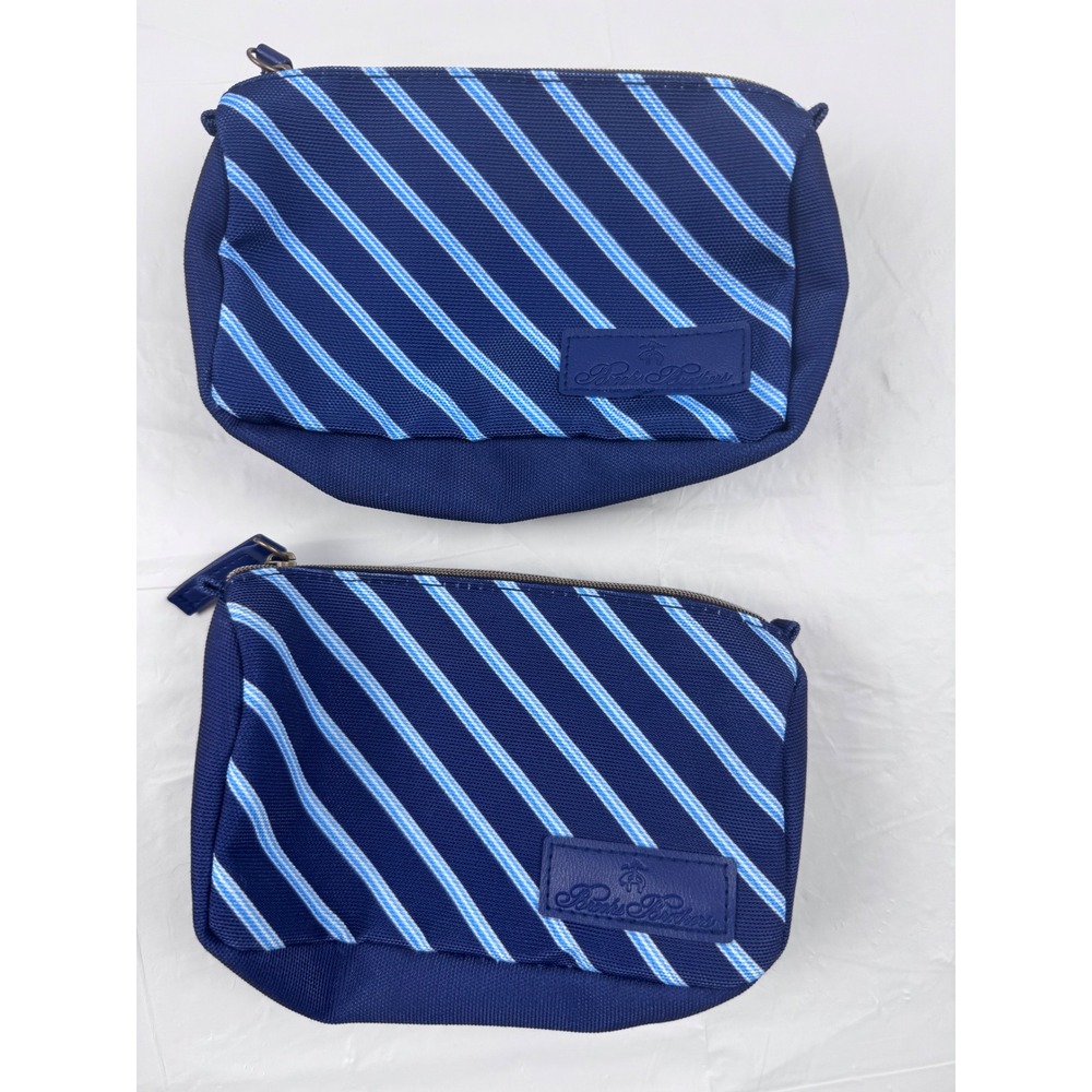 Brooks Brothers United Airlines Amenity Kit Navy Stripe Toiletry Bag Set of 2